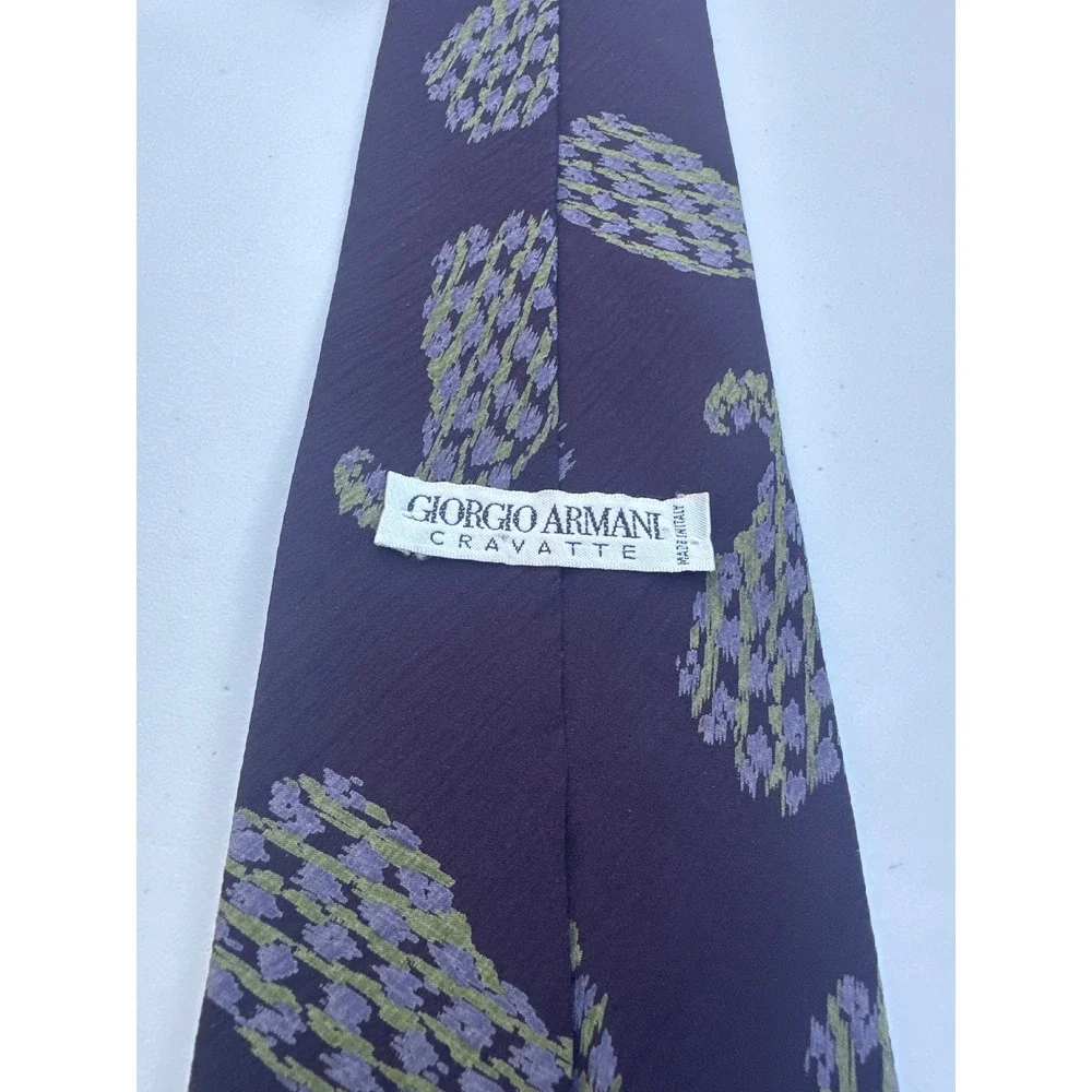 Giorgio Armani Cravatte Mens Silk‎ Tie Navy Blue Paisley Italy 58x3.75